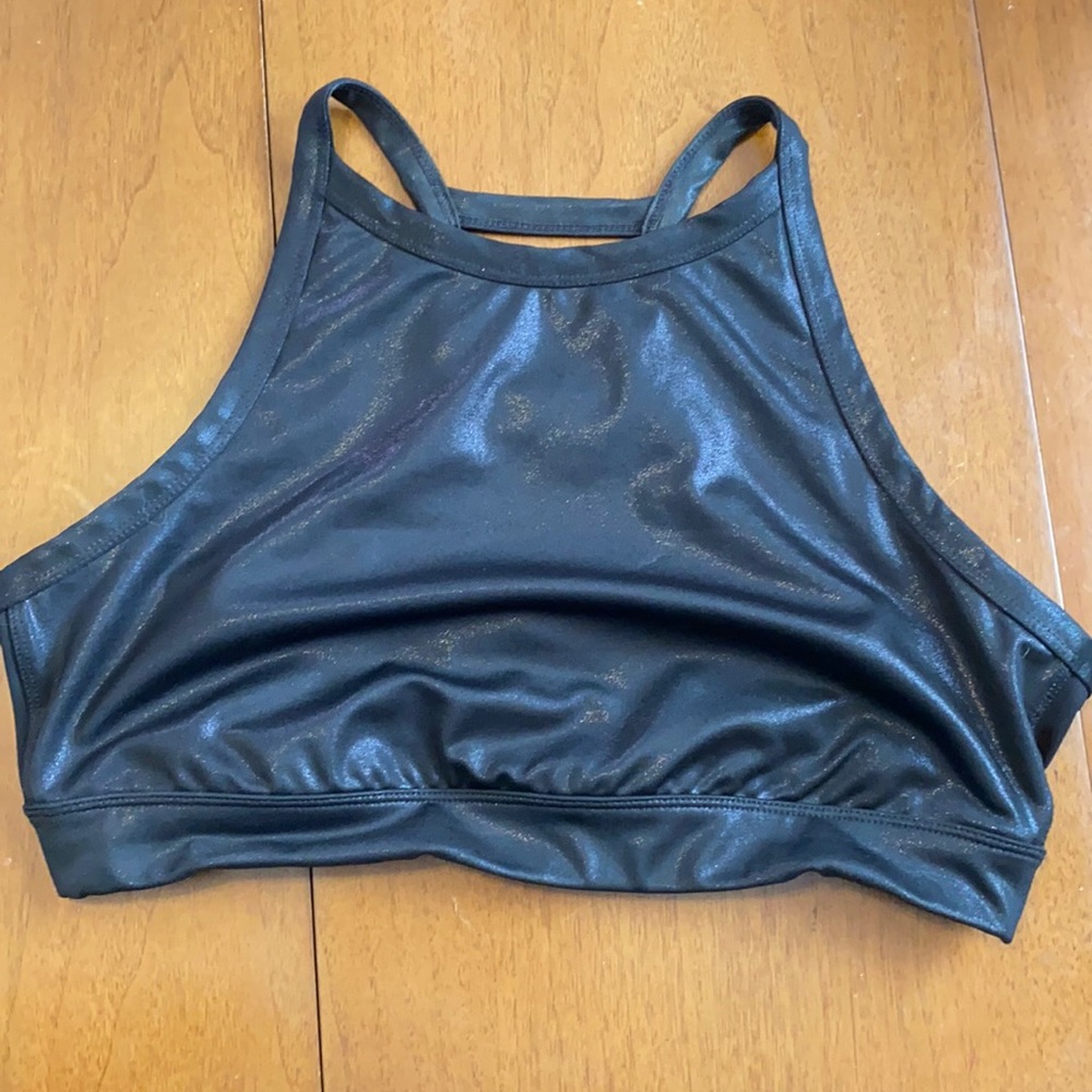 Sparkly Black Halter Sport Bra